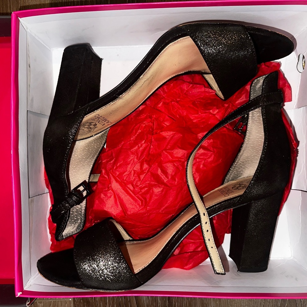 Vince Camuto Black Glitter Heels